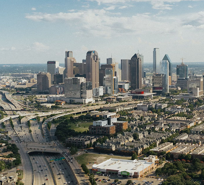 Vista aerea di Dallas