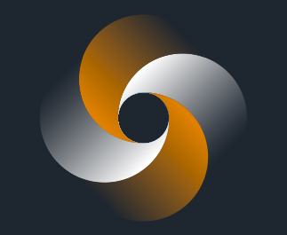 An abstract graphic of a white and orange vortex