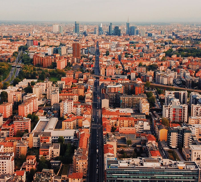 Aerial view of Milan