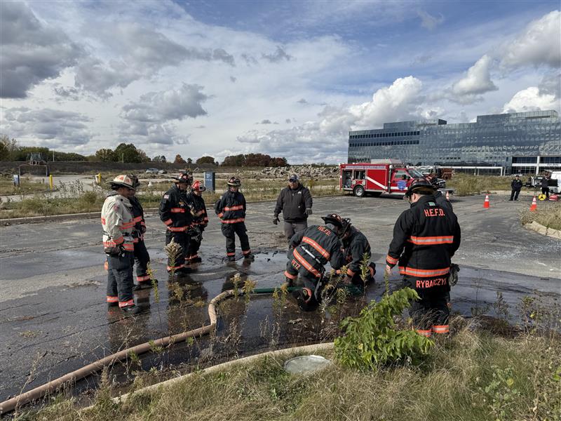 First responders conducting unique training on the campus.